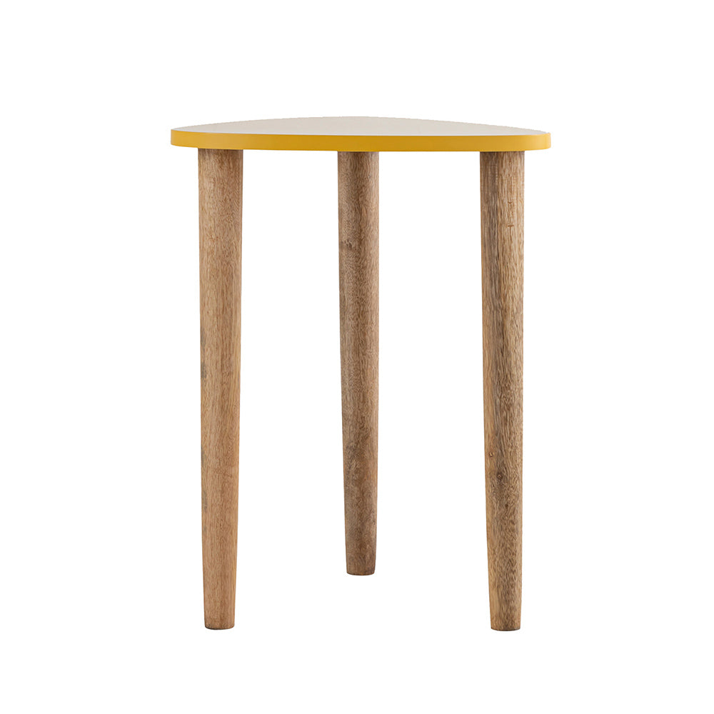 Avira Wooden Side Table, Small - Yellow