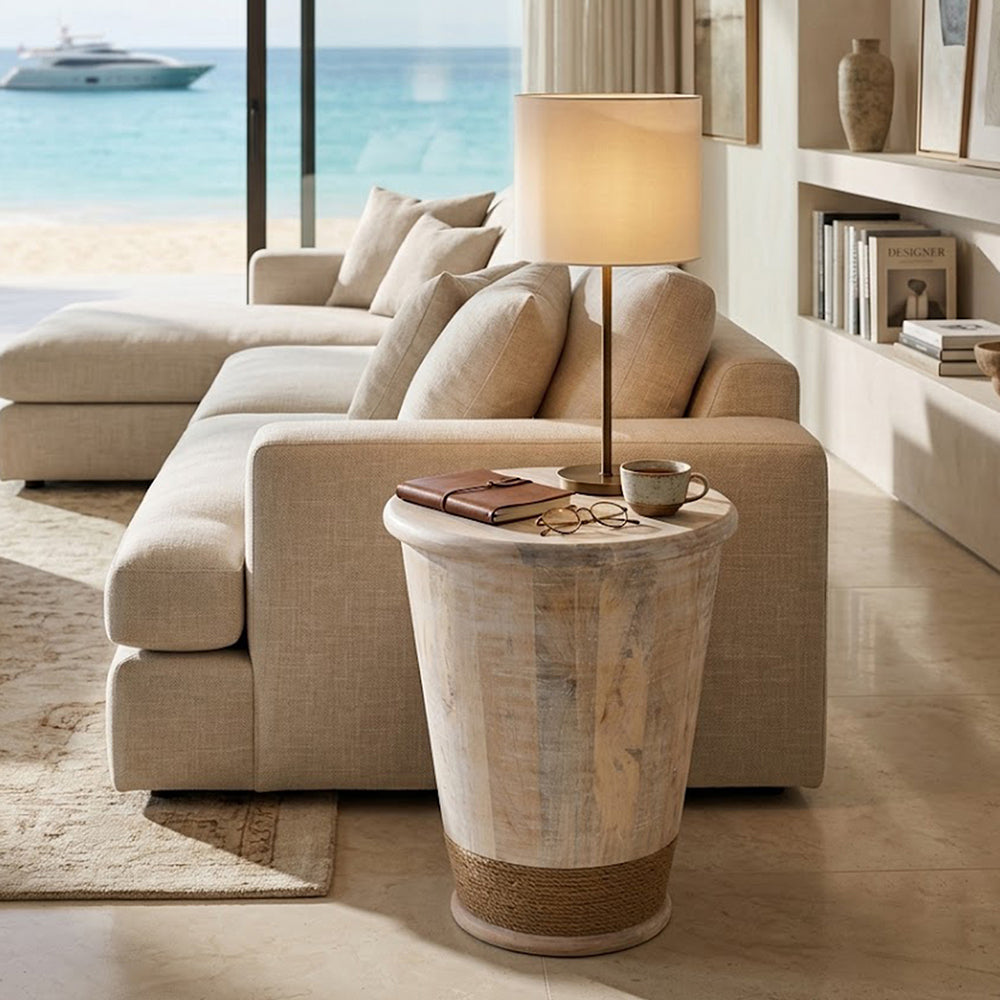 Elmor Wooden Side Table - Off White