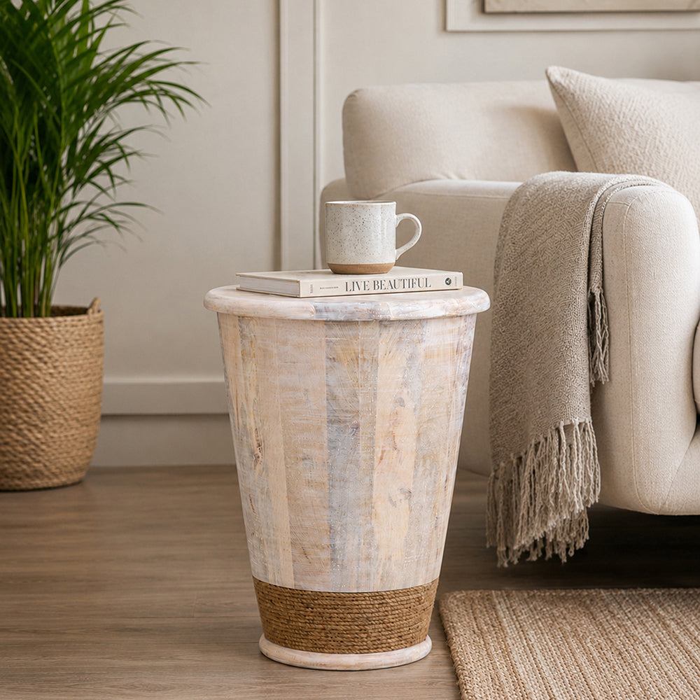 Elmor Wooden Side Table - Off White