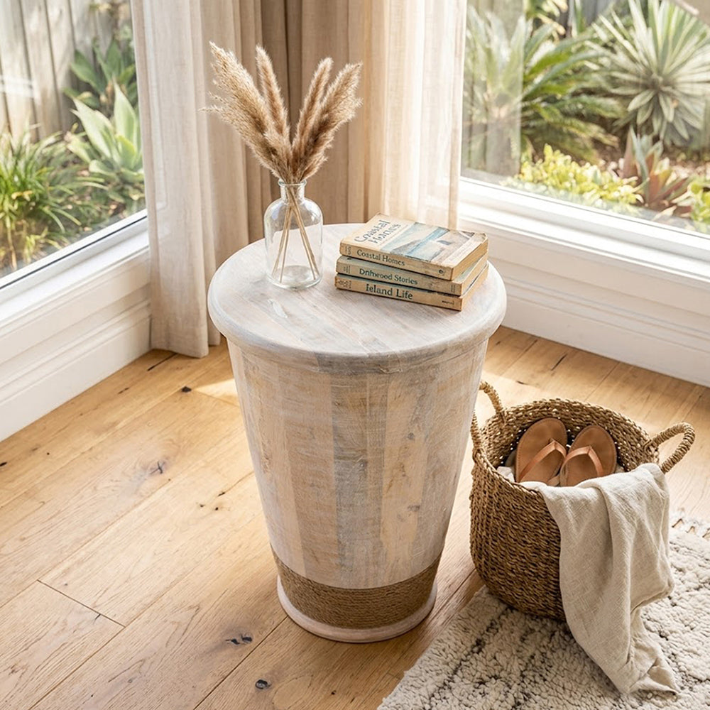 Elmor Wooden Side Table - Off White