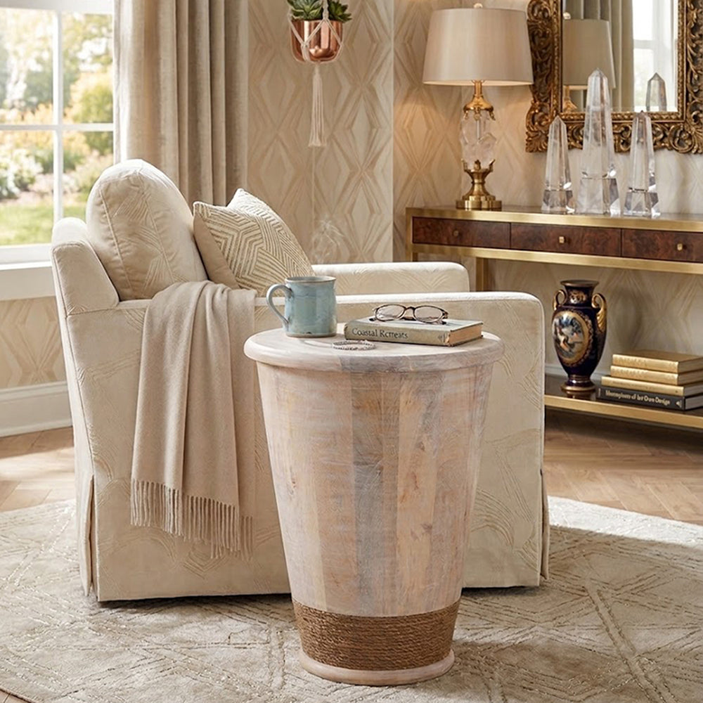Elmor Wooden Side Table - Off White