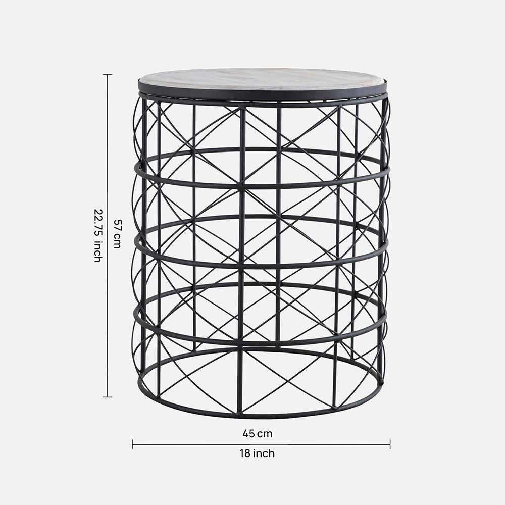 Solos Metal Side Table - Black & Natural