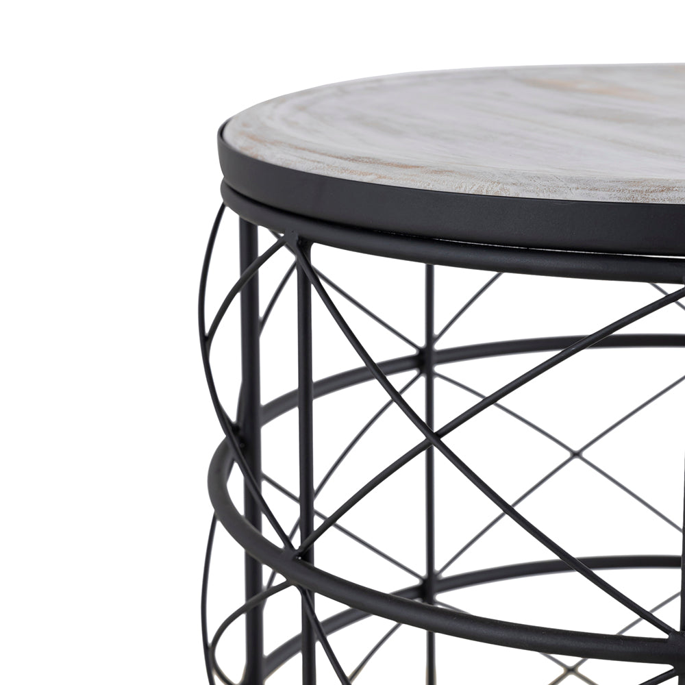 Solos Metal Side Table - Black & Natural