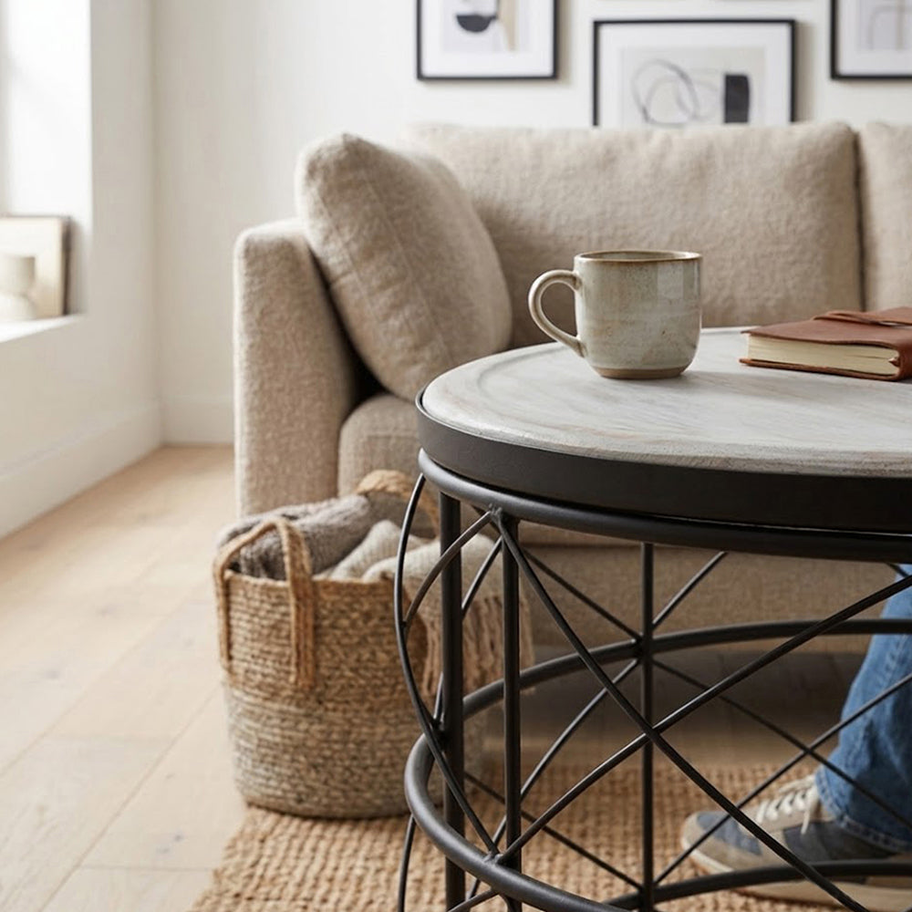 Solos Metal Side Table - Black & Natural