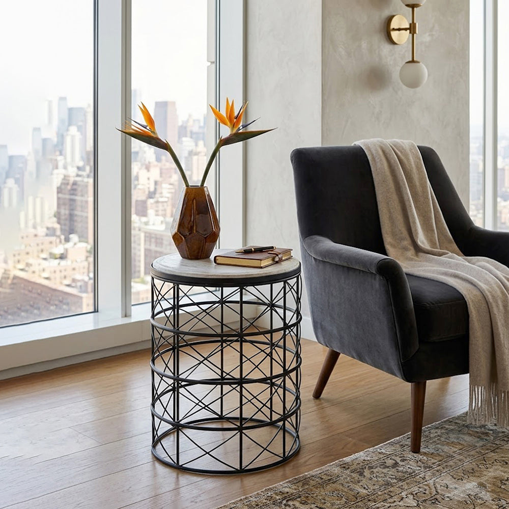 Solos Metal Side Table - Black & Natural