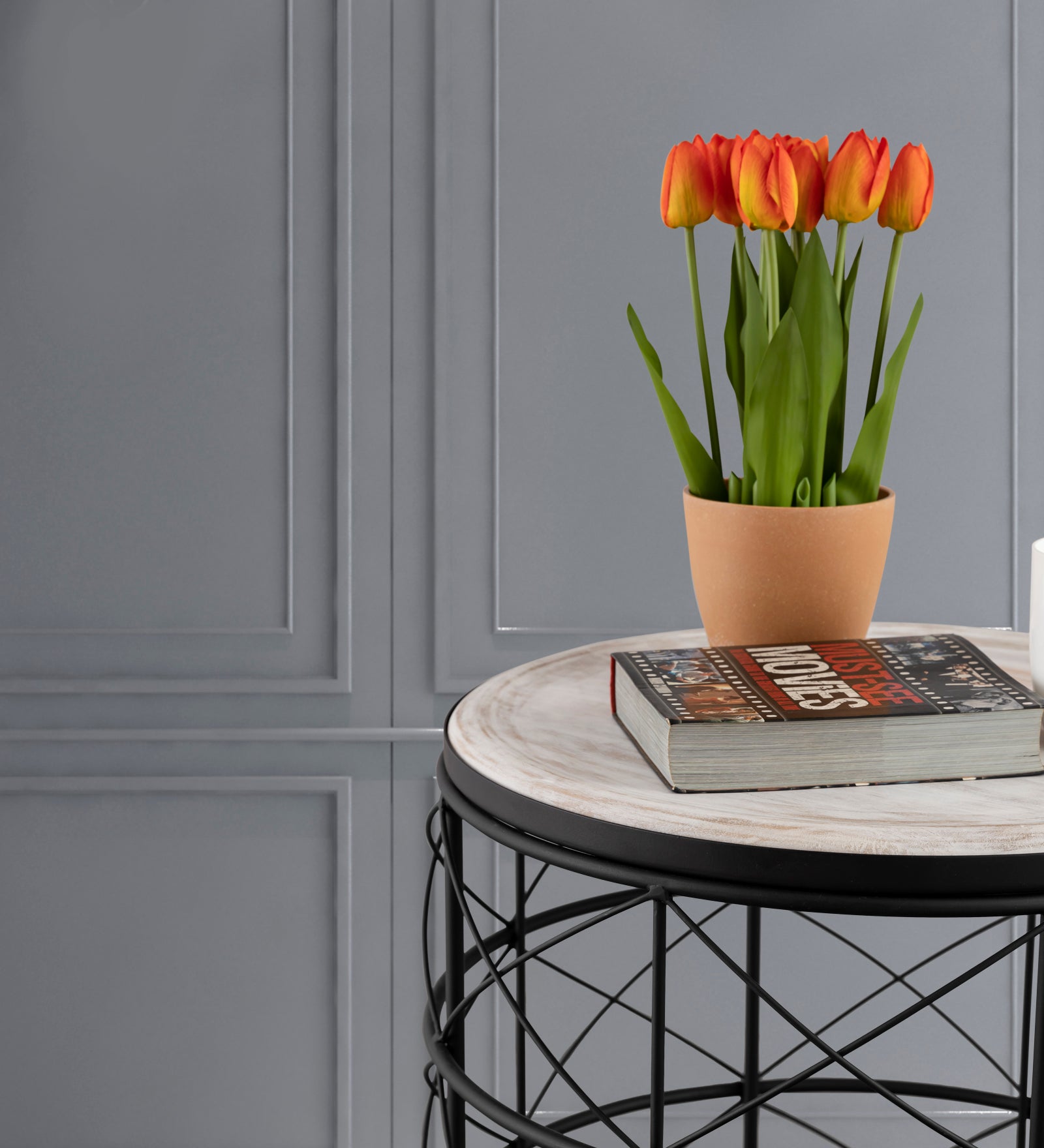 Iron Side Table with wooden Top For Home, Kitchen, Living Room And Office