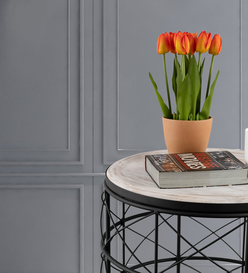 Iron Side Table with wooden Top For Home, Kitchen, Living Room And Office