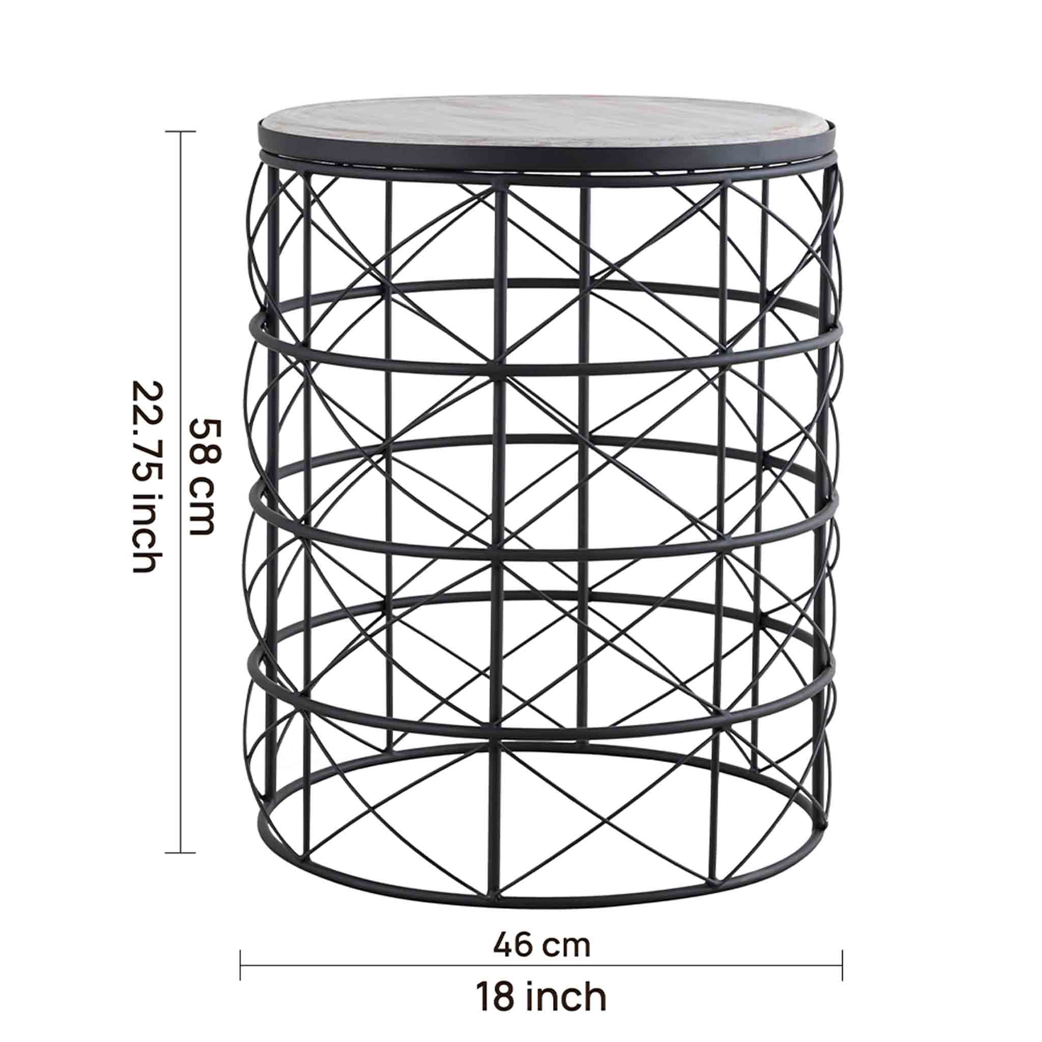 Iron Side Table with wooden Top For Home, Kitchen, Living Room And Office