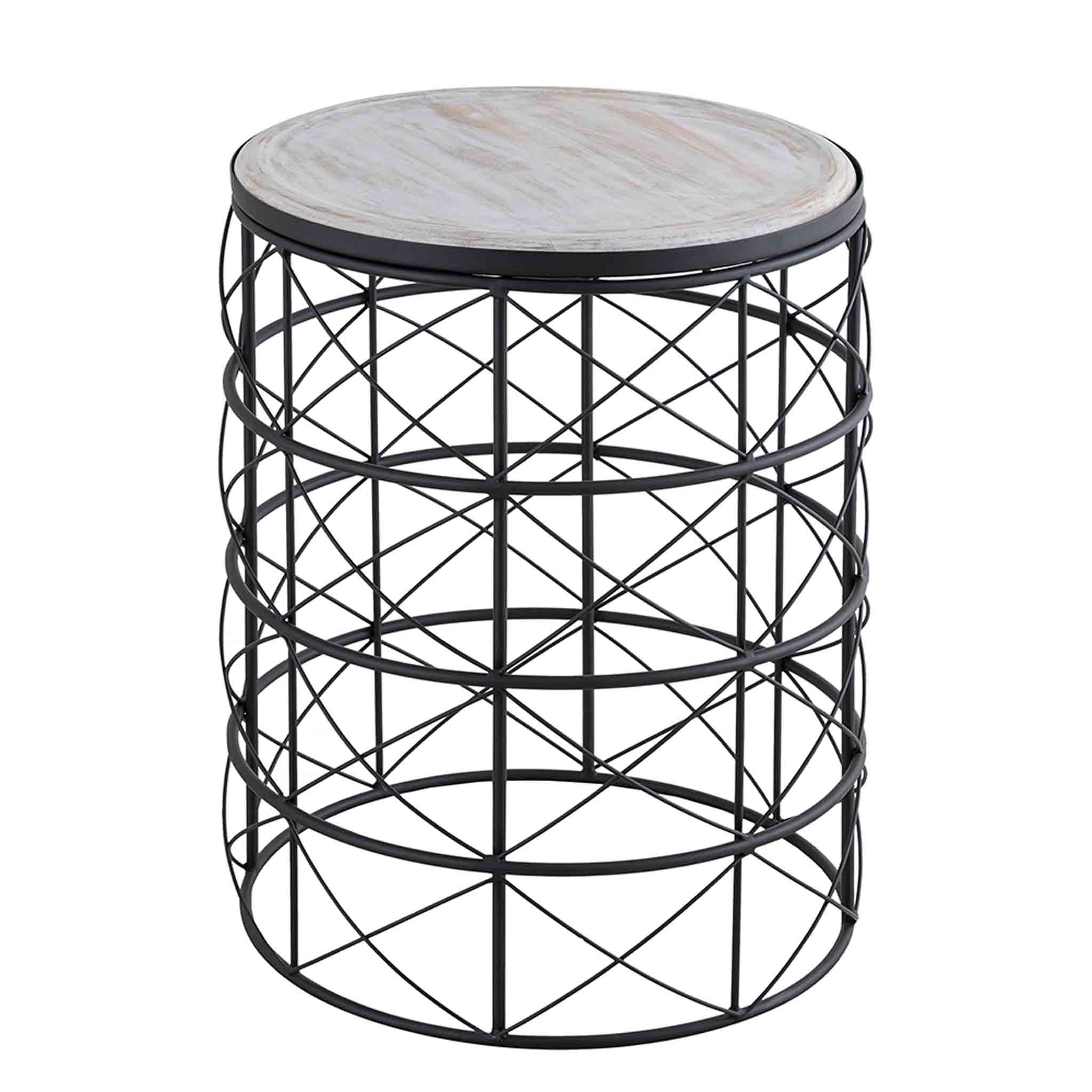 Iron Side Table with wooden Top For Home, Kitchen, Living Room And Office