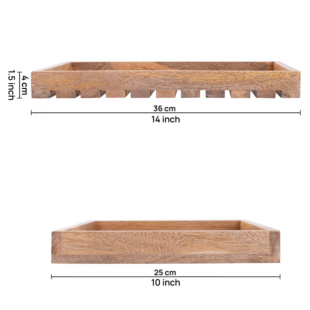 Brown Wooden Rectangular Serving And Decor Tray