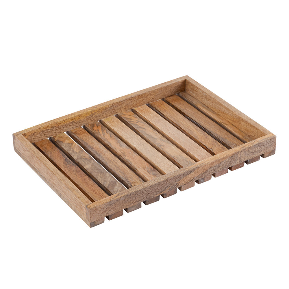 Brown Wooden Rectangular Serving And Decor Tray