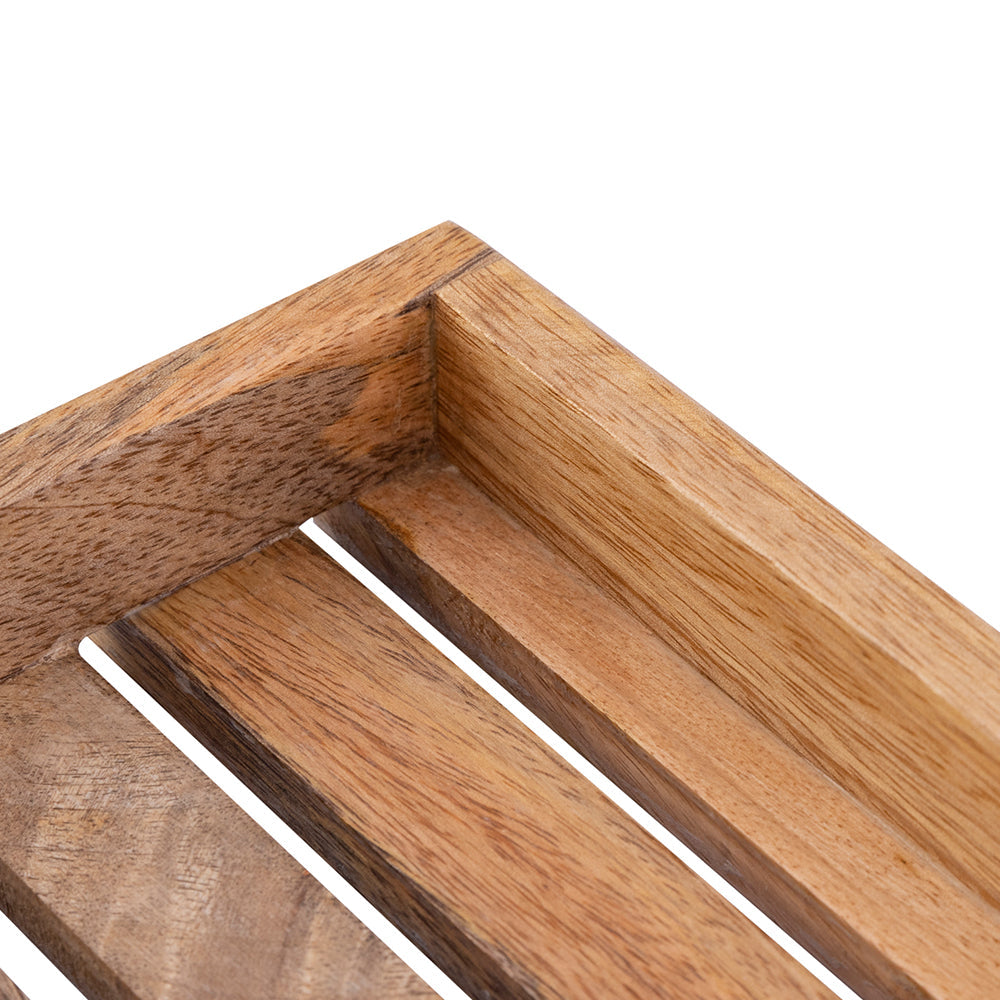 Brown Wooden Rectangular Serving And Decor Tray