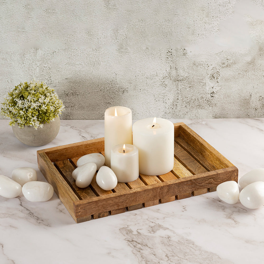 Brown Wooden Rectangular Serving And Decor Tray