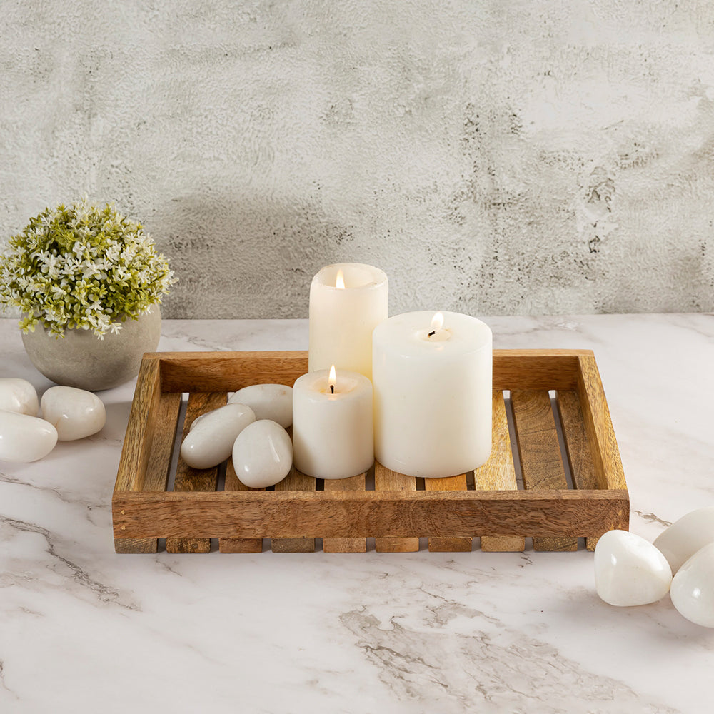Brown Wooden Rectangular Serving And Decor Tray