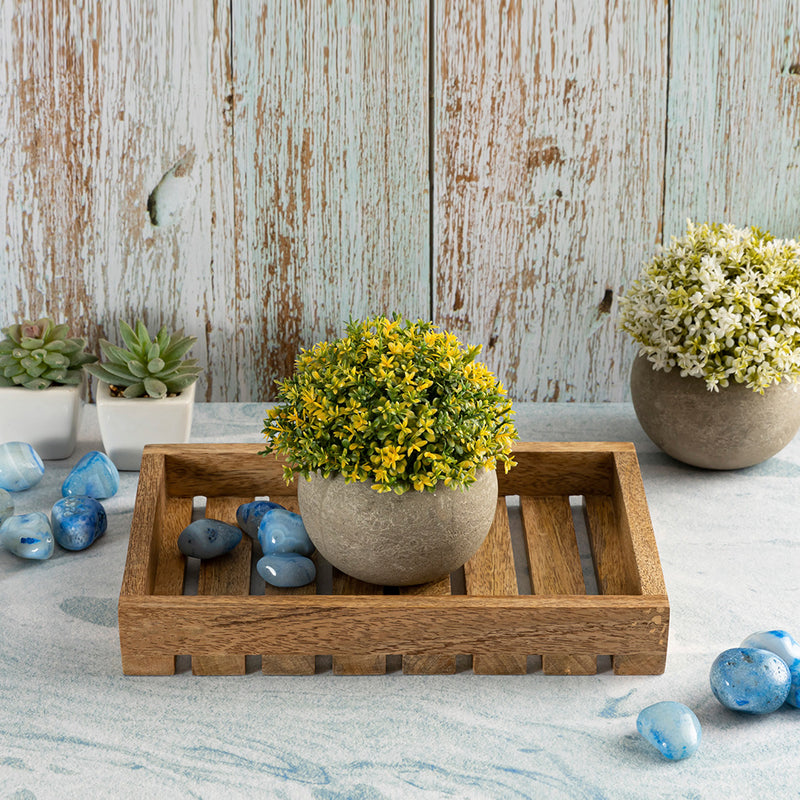 Brown Wooden Rectangular Serving And Decor Tray