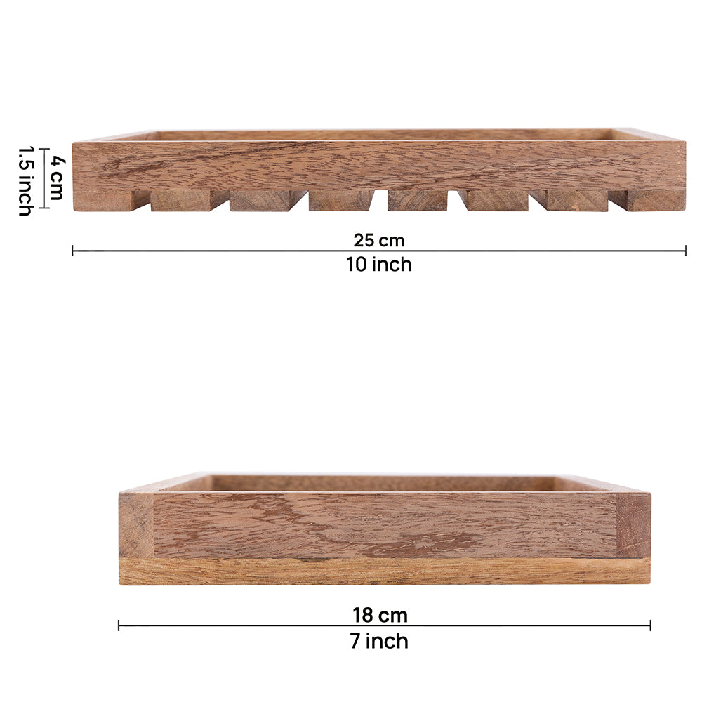 Brown Wooden Rectangular Serving And Decor Tray