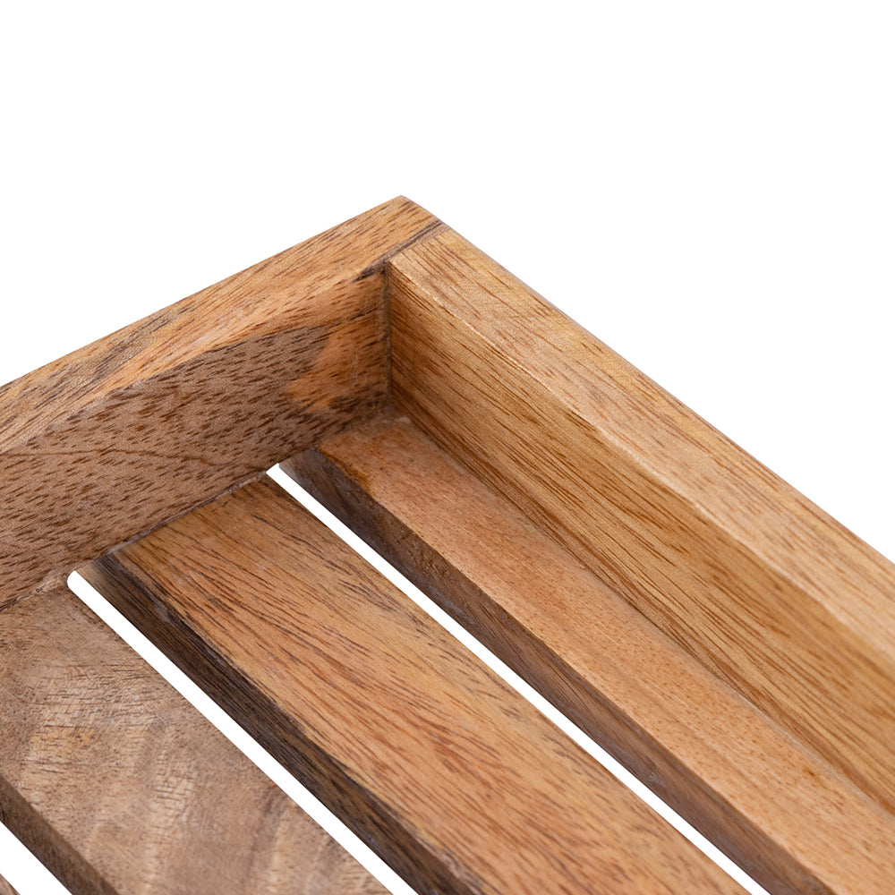 Brown Wooden Rectangular Serving And Decor Tray