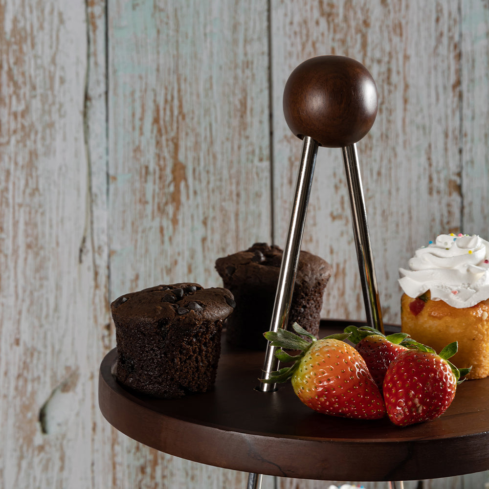 2 Tier Wooden Cake Stand To Serve Cupcakes, Desserts And Nibbles For Occasions