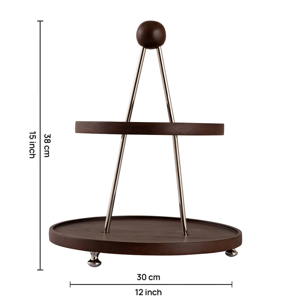 2 Tier Wooden Cake Stand To Serve Cupcakes, Desserts And Nibbles For Occasions