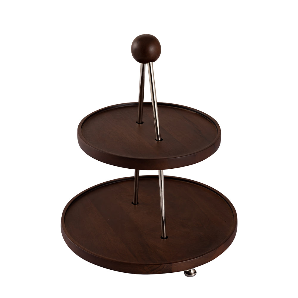 2 Tier Wooden Cake Stand To Serve Cupcakes, Desserts And Nibbles For Occasions