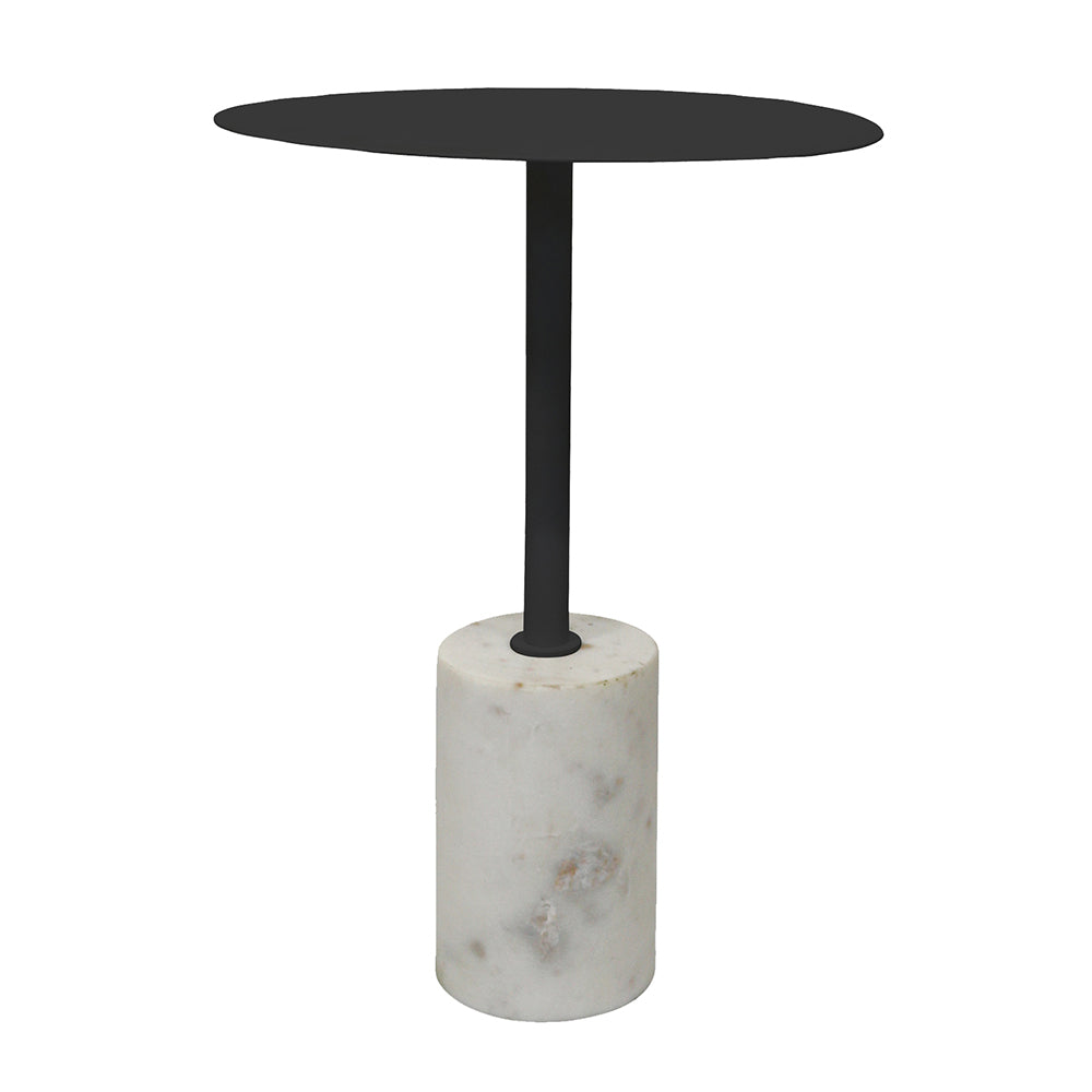 Emmy Metal Side Table With Marble Base - Black