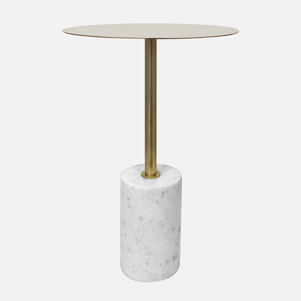 Emmy Metal Side Table With Marble Base - Gold