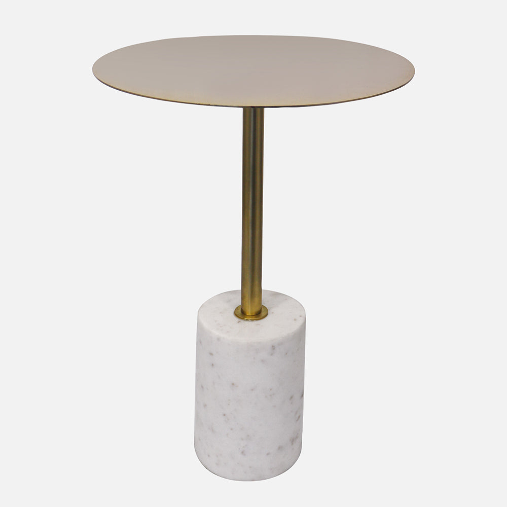 Emmy Metal Side Table With Marble Base - Gold