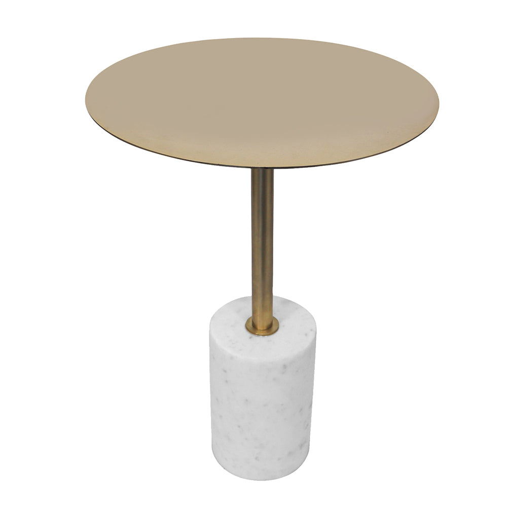 Emmy Metal Side Table With Marble Base - Gold