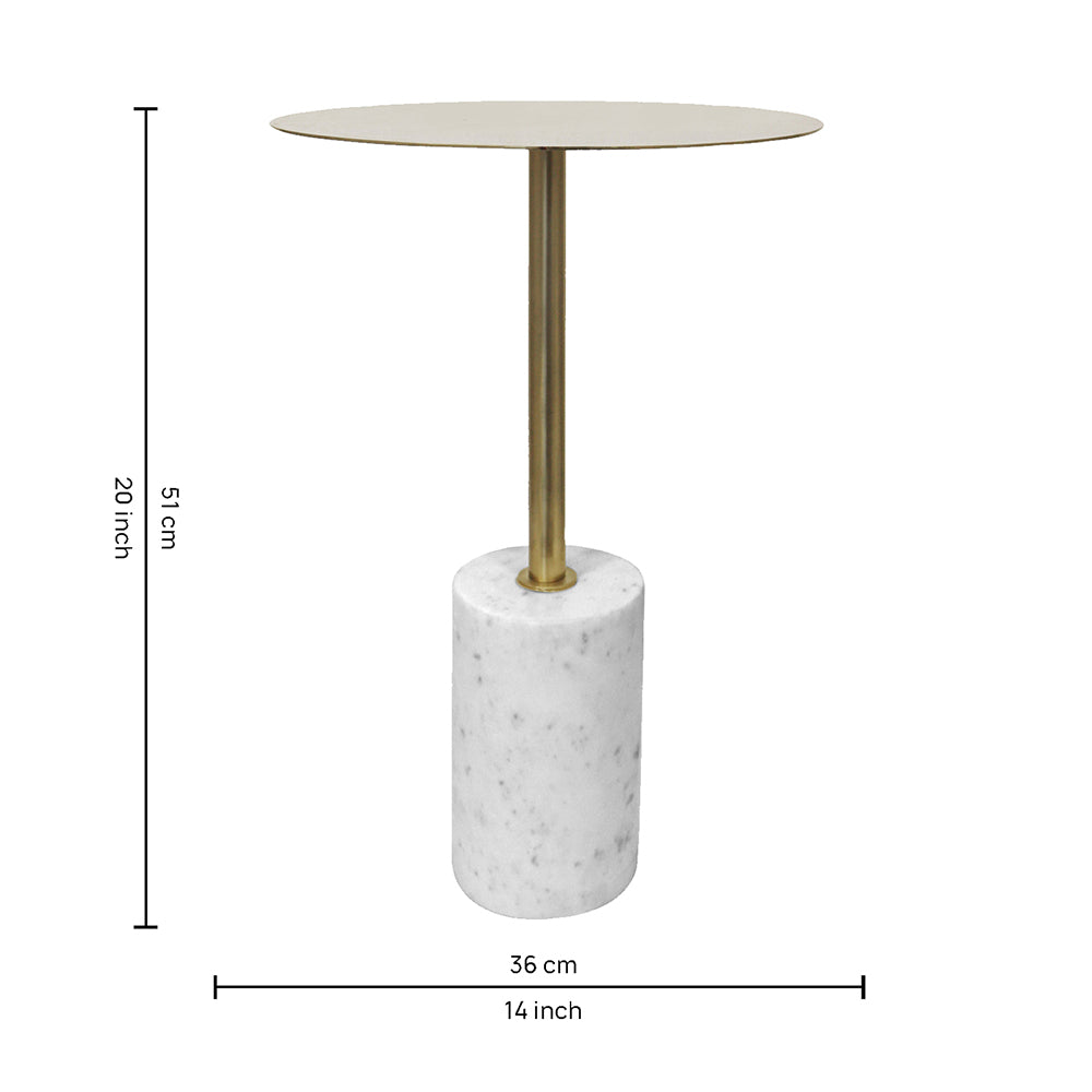 Emmy Metal Side Table With Marble Base - Gold