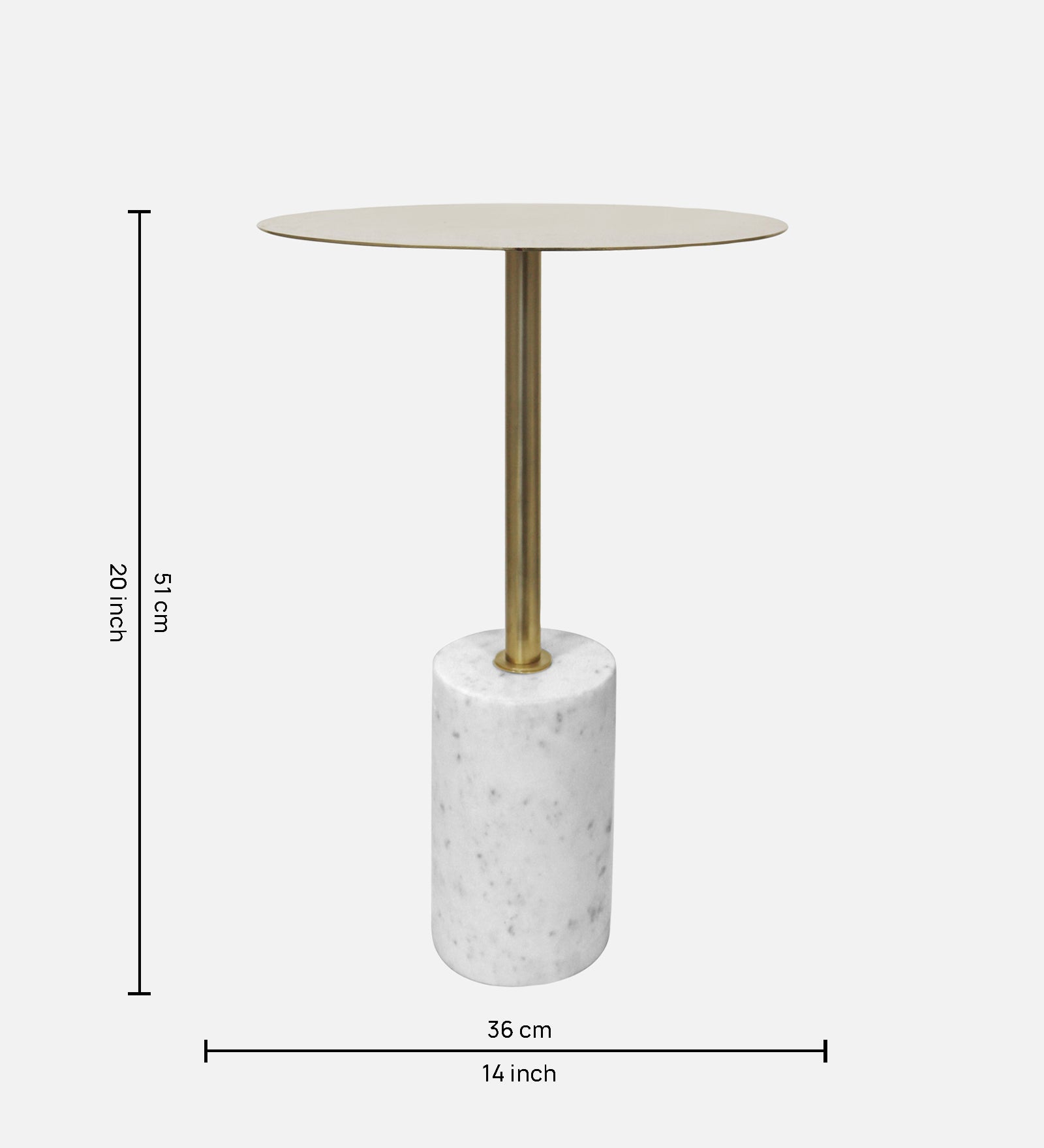 Emmy Metal & Marble Round Side Table For Indoor, Outdoor, Home And Office