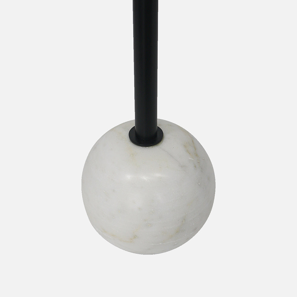 Emmy Metal Side Table With Round Marble Base - Black