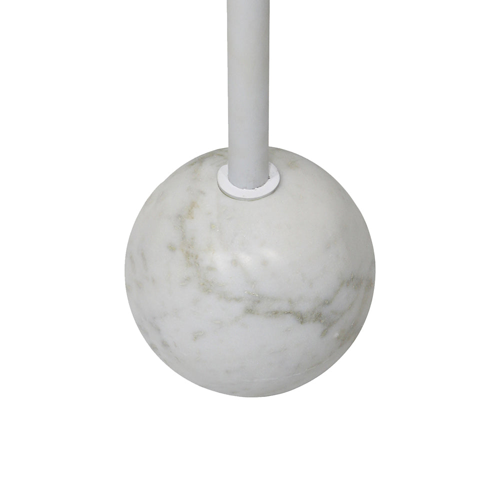 Emmy Metal Side Table With Round Marble Base - White