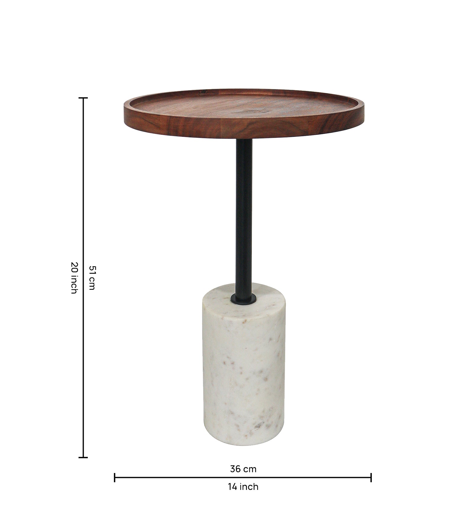Riso Metal,Wood & Marble Round Side Table For Indoor, Outdoor, Home And Office