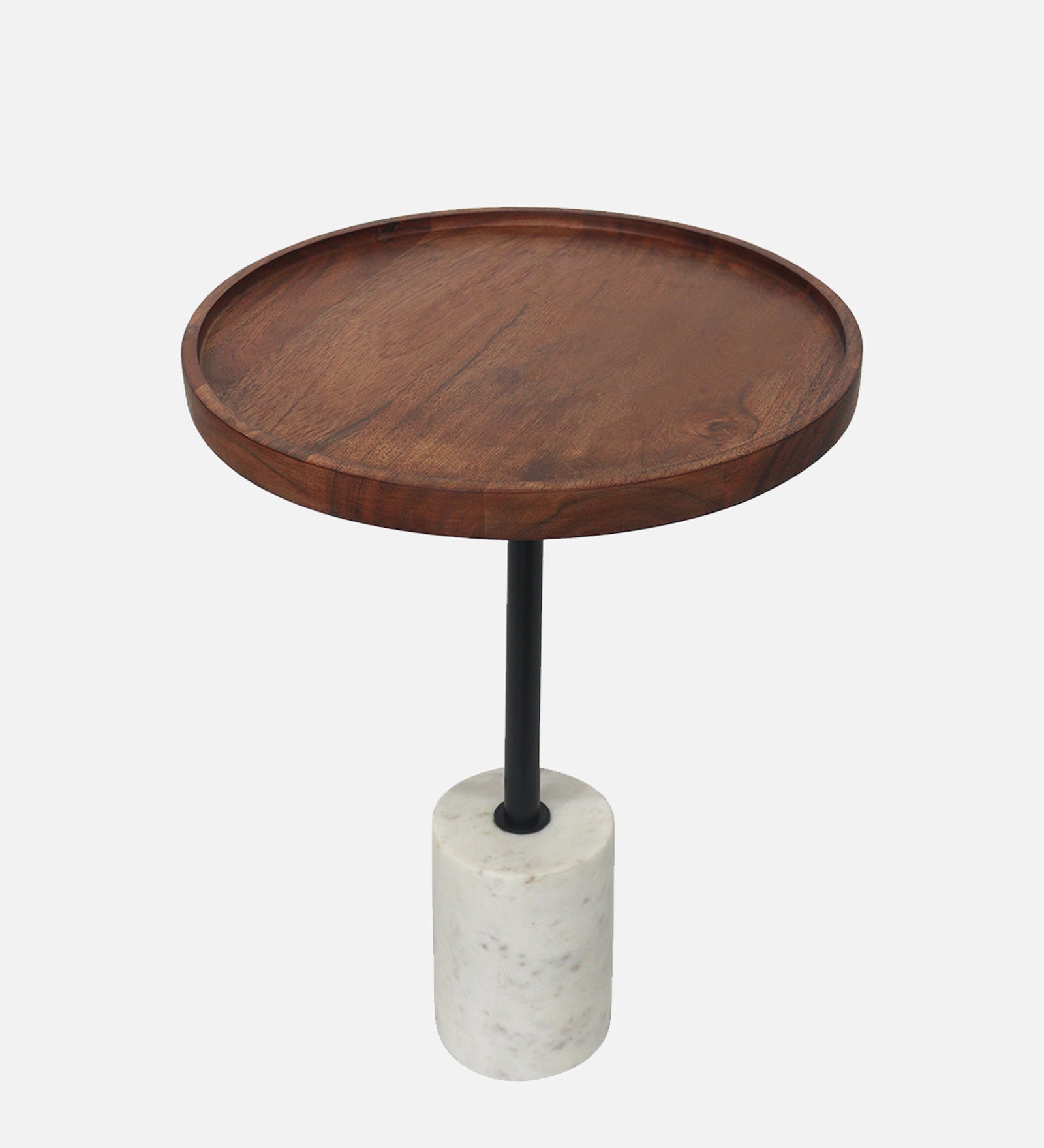 Riso Metal,Wood & Marble Round Side Table For Indoor, Outdoor, Home And Office