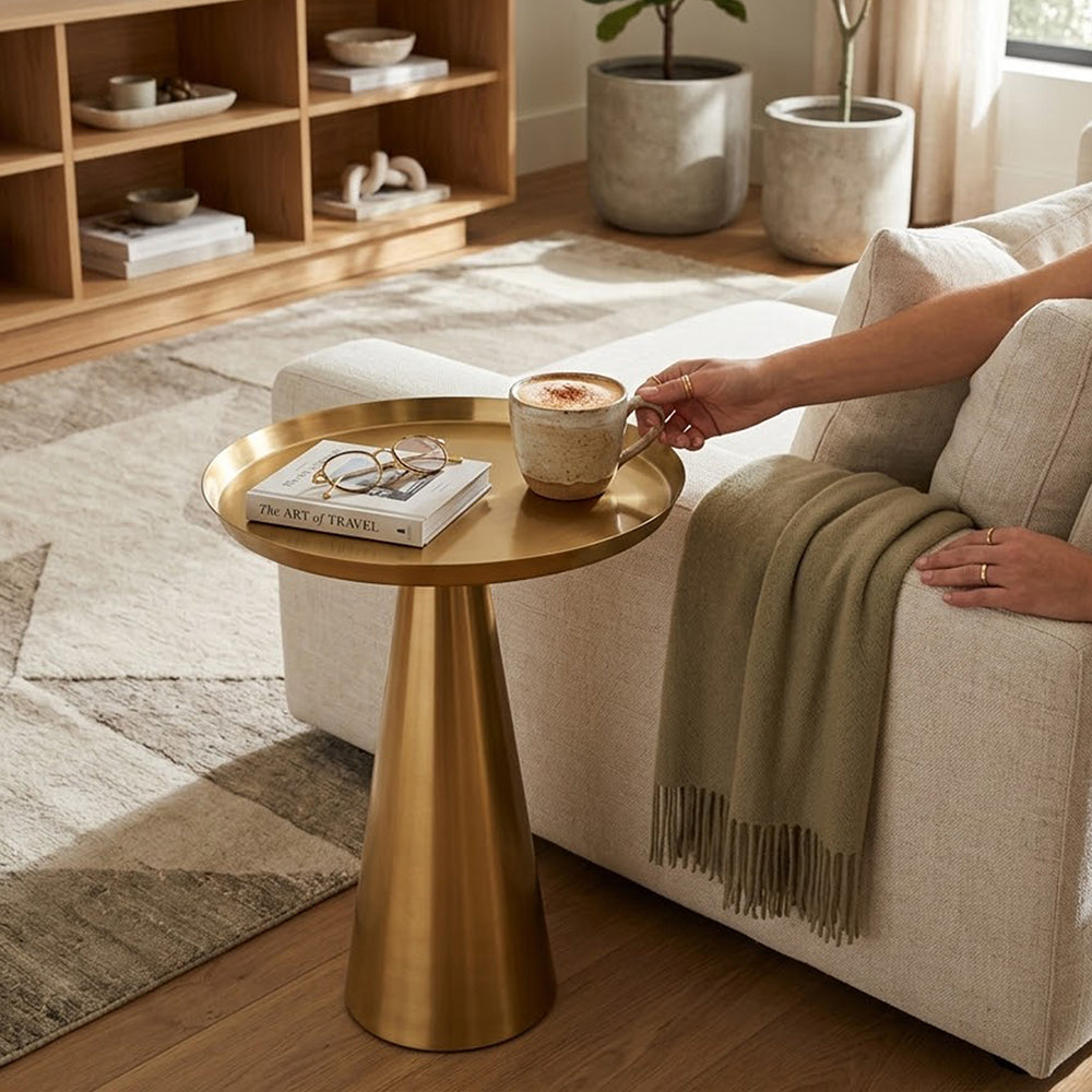 Designer Metal Cone Side Table For Indoor, Outdoor, Home And Office