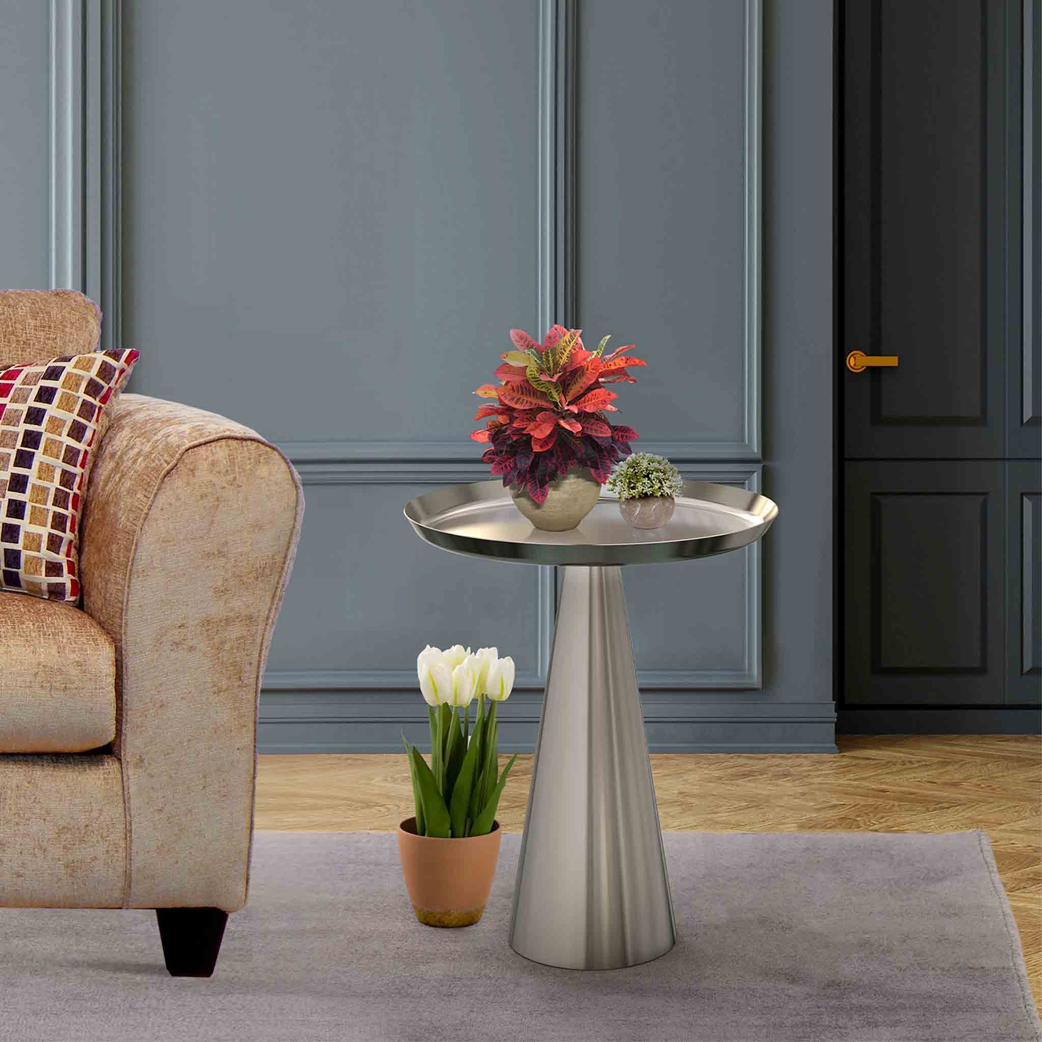 Designer Metal Cone Side Table For Indoor, Outdoor, Home And Office