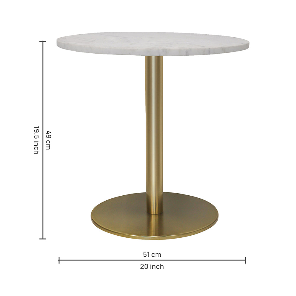 Ally Metal Side Table With Marble Top - Gold
