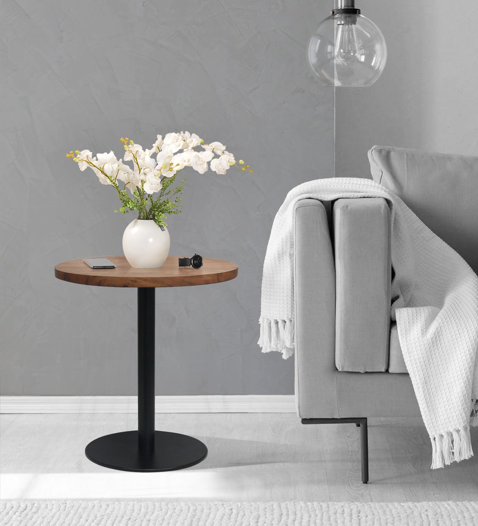 Ally Metal With Wooden Top Side Table For Indoor, Outdoor, Home And Office, Gold