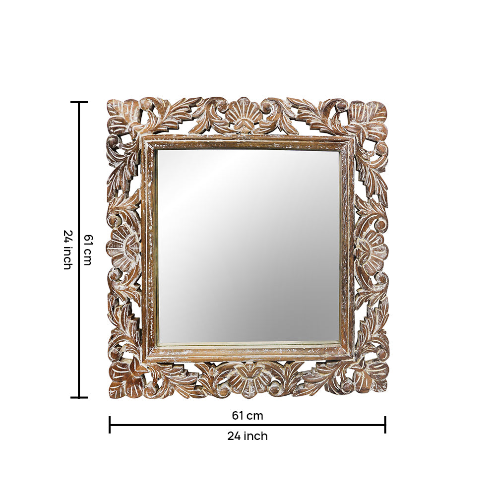 Decorative Hanging Mirror With Wooden Frame For Bathroom Wall Décor And Living Room