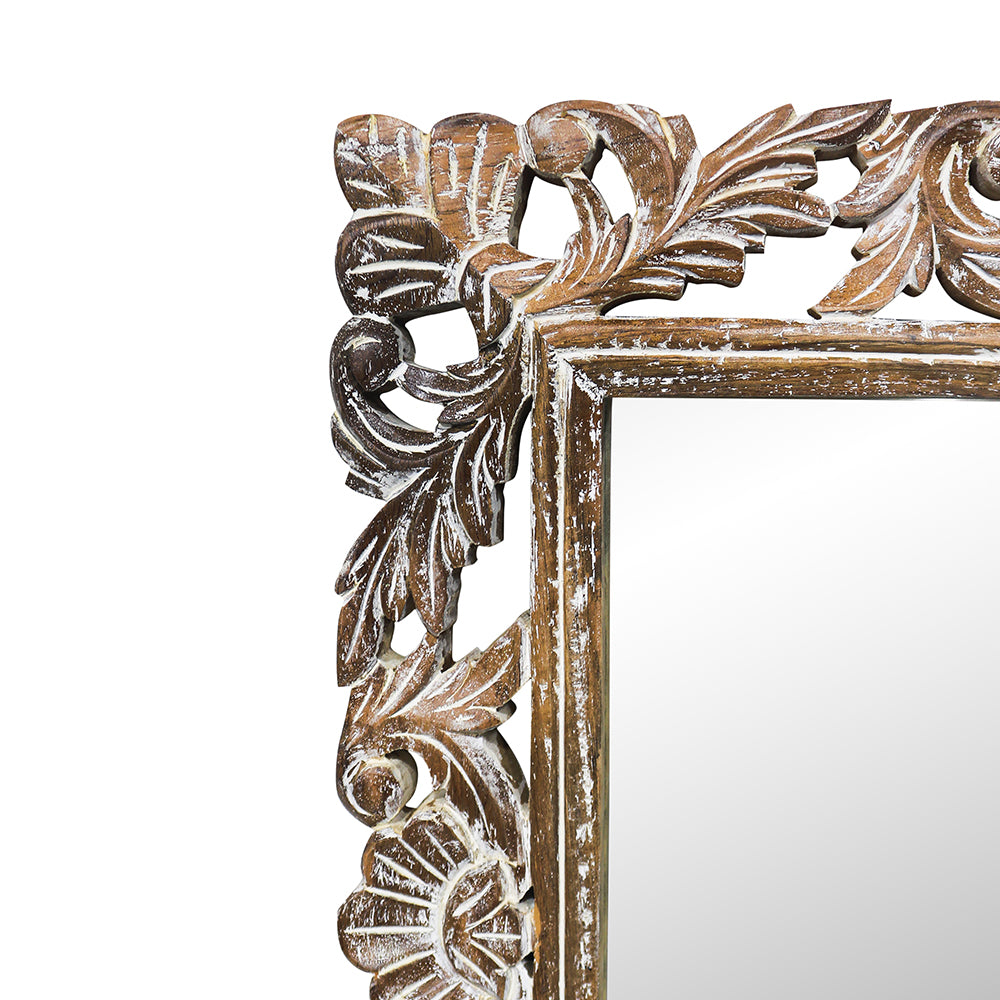Decorative Hanging Mirror With Wooden Frame For Bathroom Wall Décor And Living Room