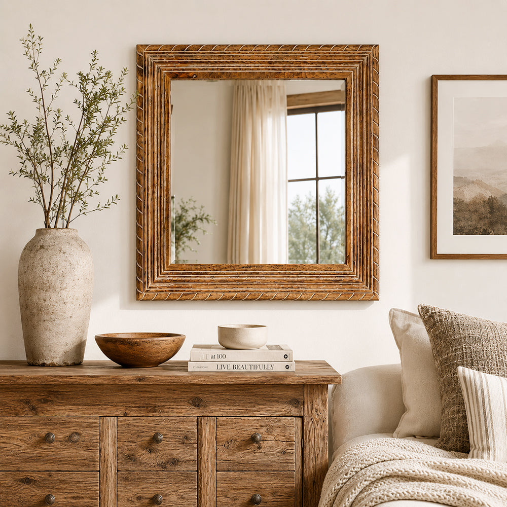 Decorative Wall Mirror With Wooden Frame For Bathroom Wall Décor And Living Room