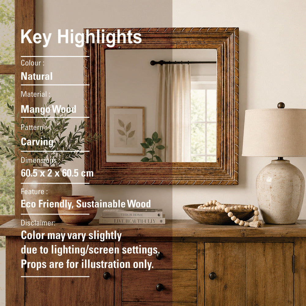 Decorative Wall Mirror With Wooden Frame For Bathroom Wall Décor And Living Room