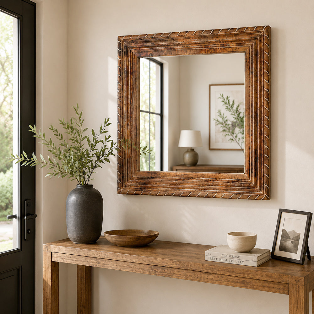 Decorative Wall Mirror With Wooden Frame For Bathroom Wall Décor And Living Room