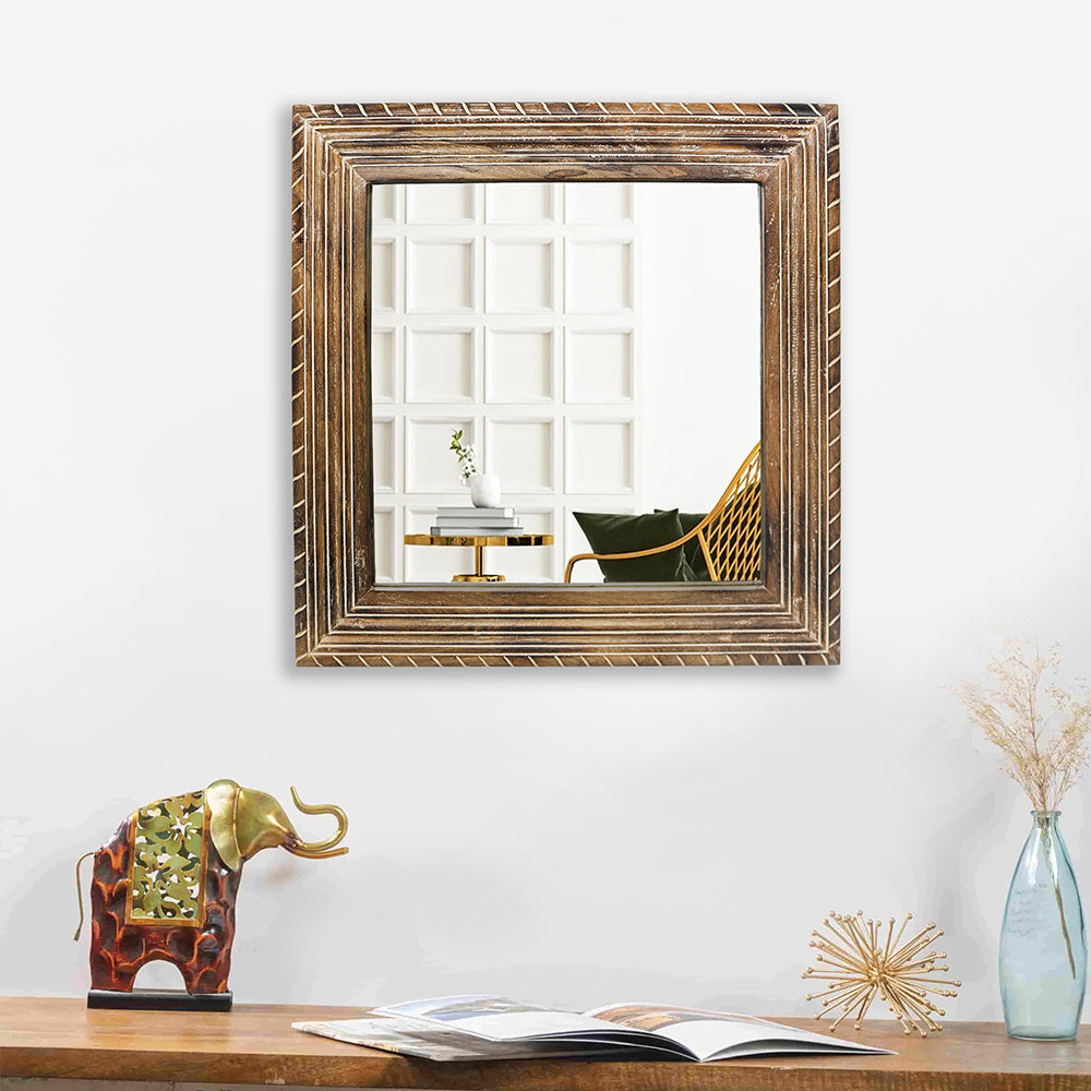 Decorative Wall Mirror With Wooden Frame For Bathroom Wall Décor And Living Room