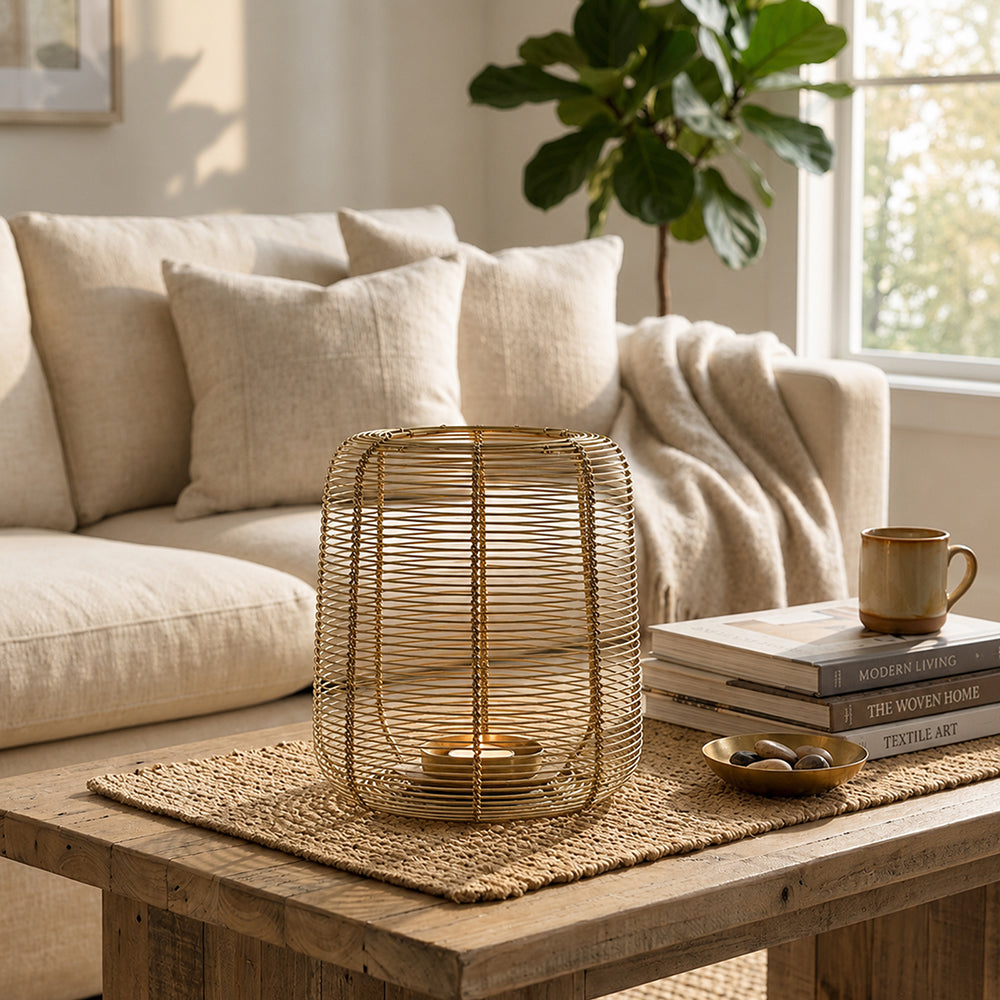 Metal Round Wire Lantern For Home Decor