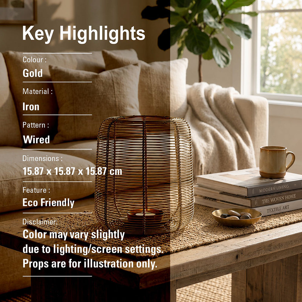 Metal Round Wire Lantern For Home Decor