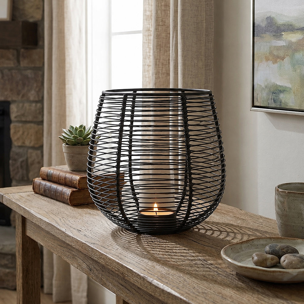 Metal Round Wire Lantern For Home Decor