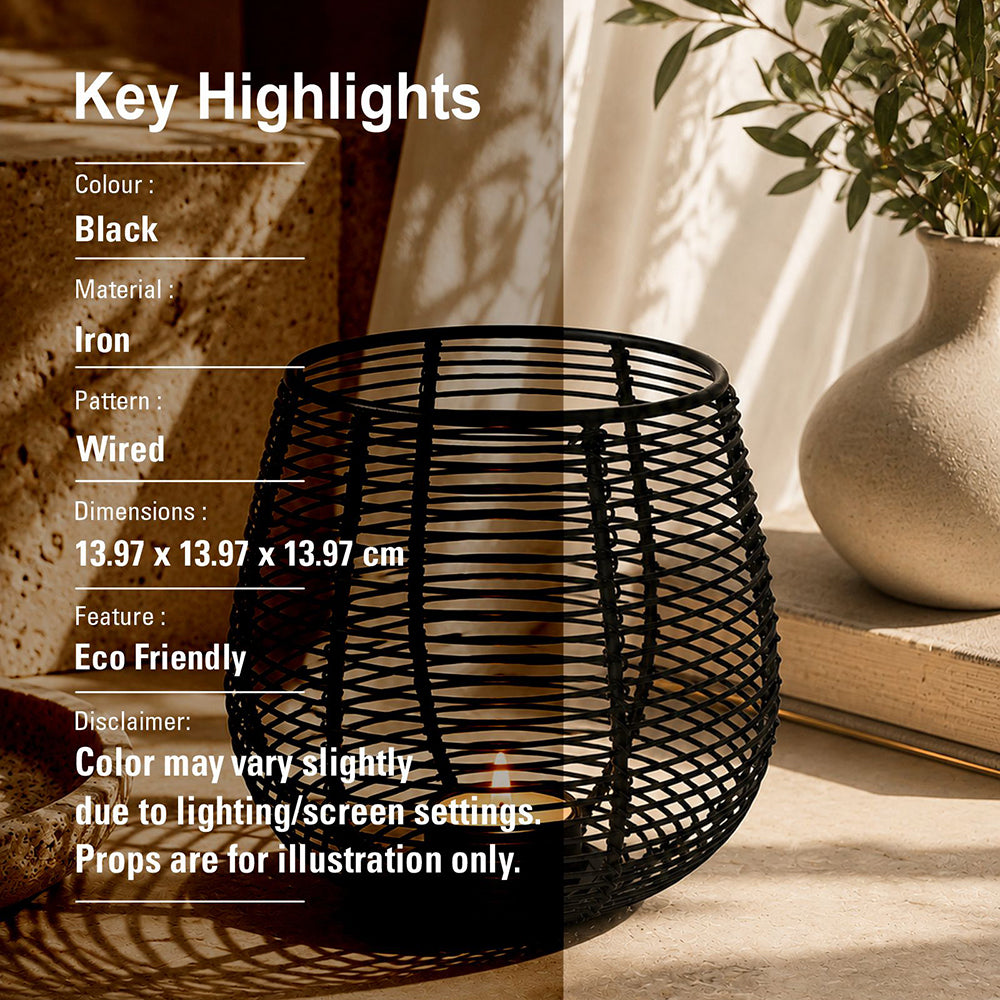 Metal Round Wire Lantern For Home Decor