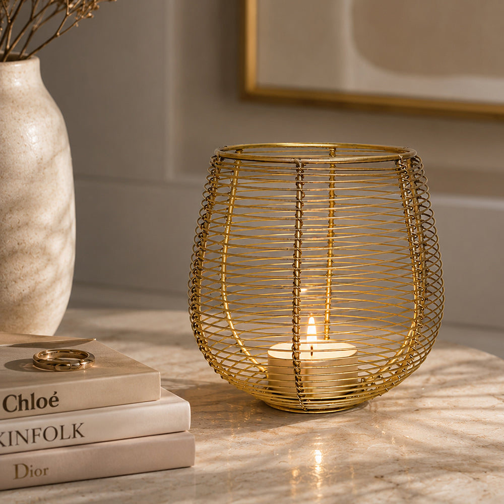 Metal Round Wire Lantern For Home Decor