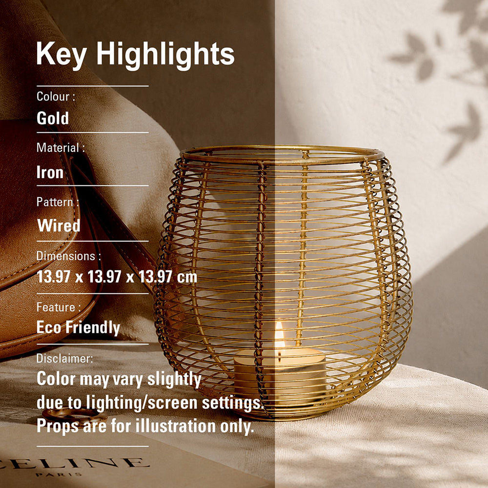 Metal Round Wire Lantern For Home Decor